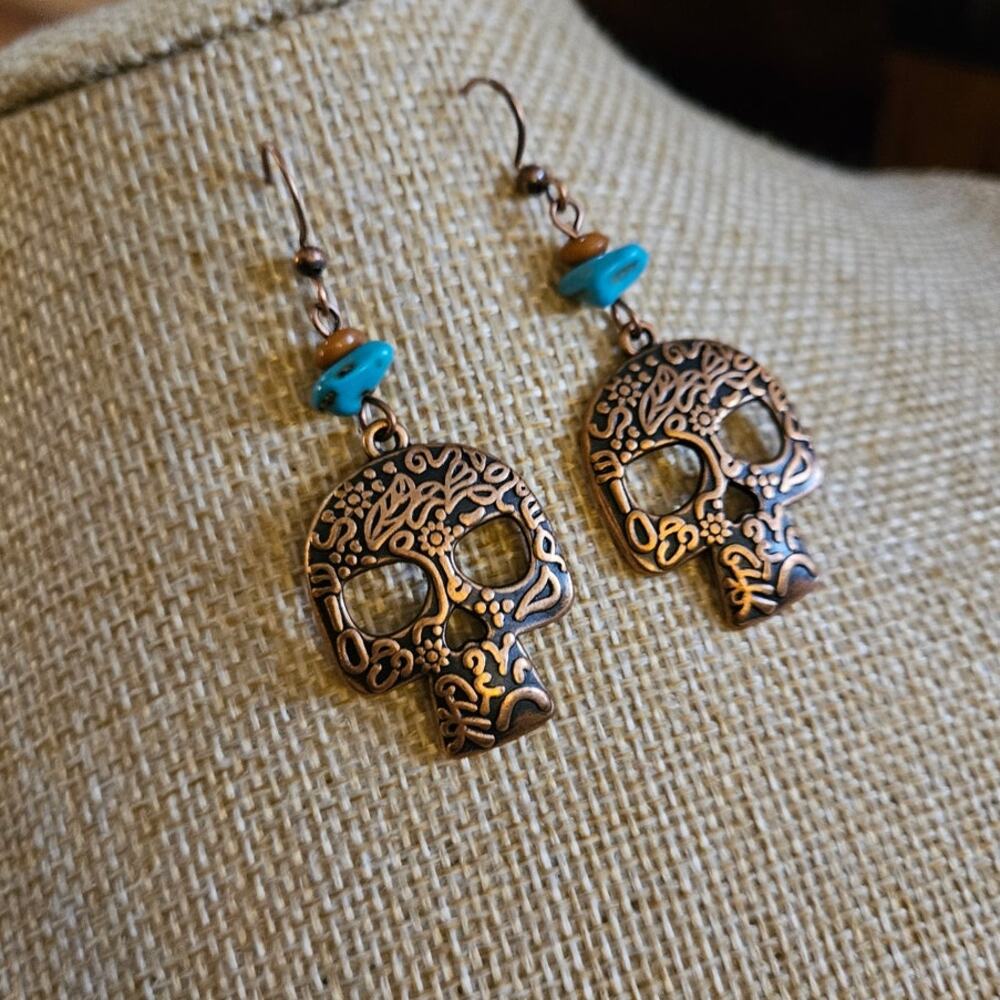 Boutique Witchy Goth Emo Punk Rave Biker Skater Cosplay Skull Dangle Earrings